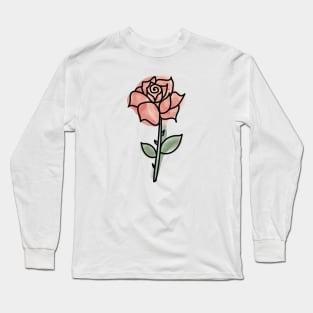 Belle's Rose in Watercolor Long Sleeve T-Shirt